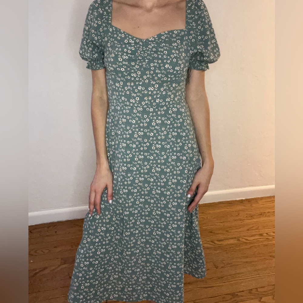 Green floral maxi dress